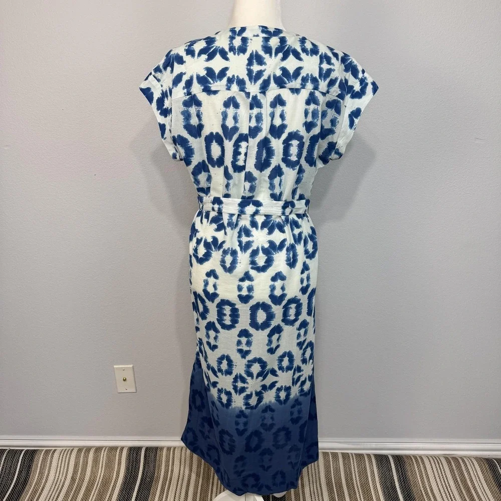 Anthropologie Othilia Abtract Maxi Dress Women's Small Blue Belted Bohemian - Picture 6 of 16